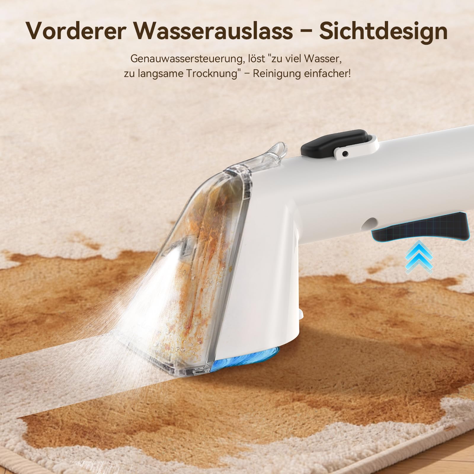 Uwant Y100 Steam Polsterreiniger Gerät, 3-in-1 Nasssauger für Sofa, Teppich und Auto mit 18KPA, 100°C Heißdampf, 65°C Heißwasser, Kaltwasser. Selbstreinigung, Multi-Bürstenkopf & 500ml Teppichreiniger