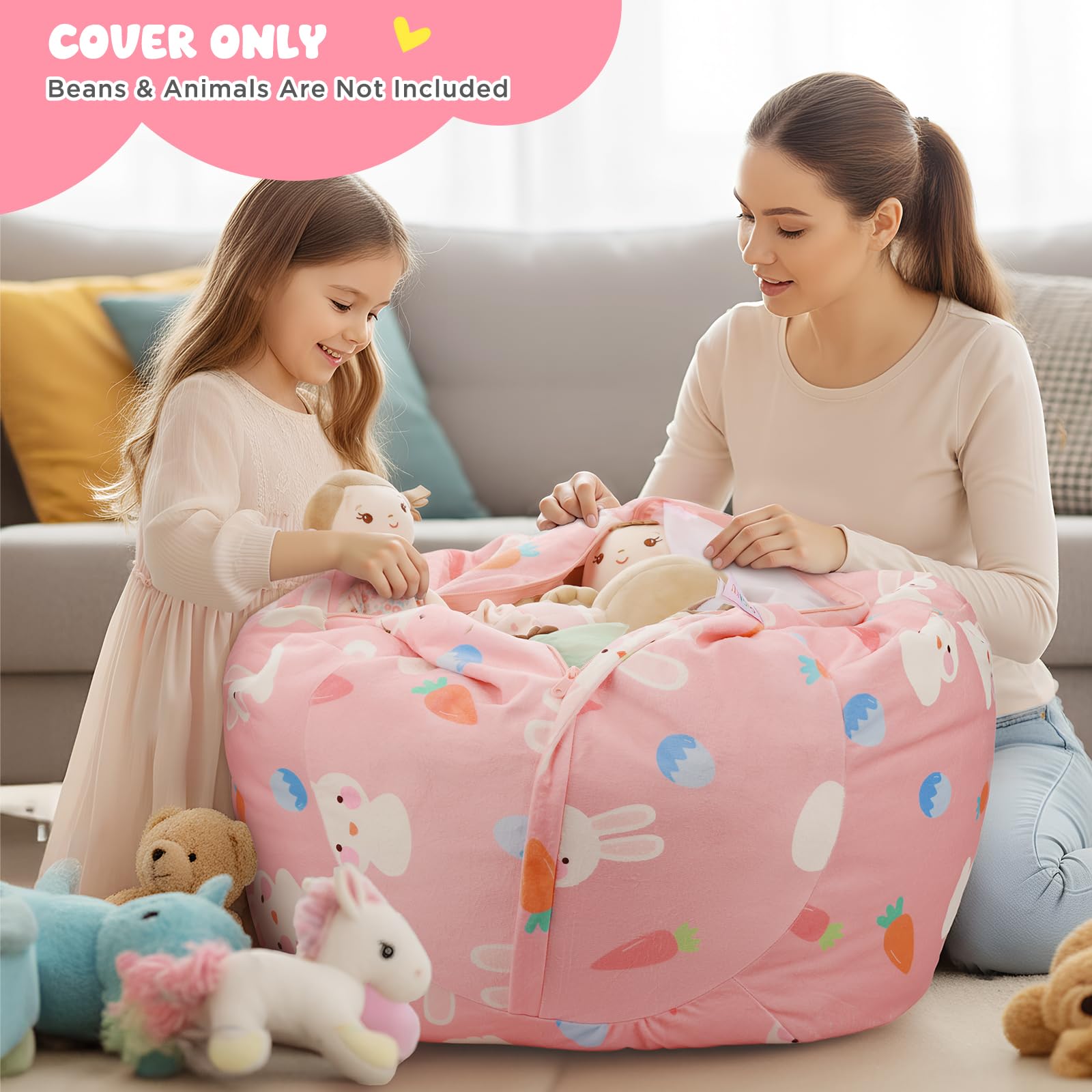 Zitzak-stoelhoes, zitzak, stuffie-zitting, speelgoed, knuffeldier, opbergtas, extra grote speelgoedopslag, zitzakken voor kinderen en volwassenen, alleen dektassen (B