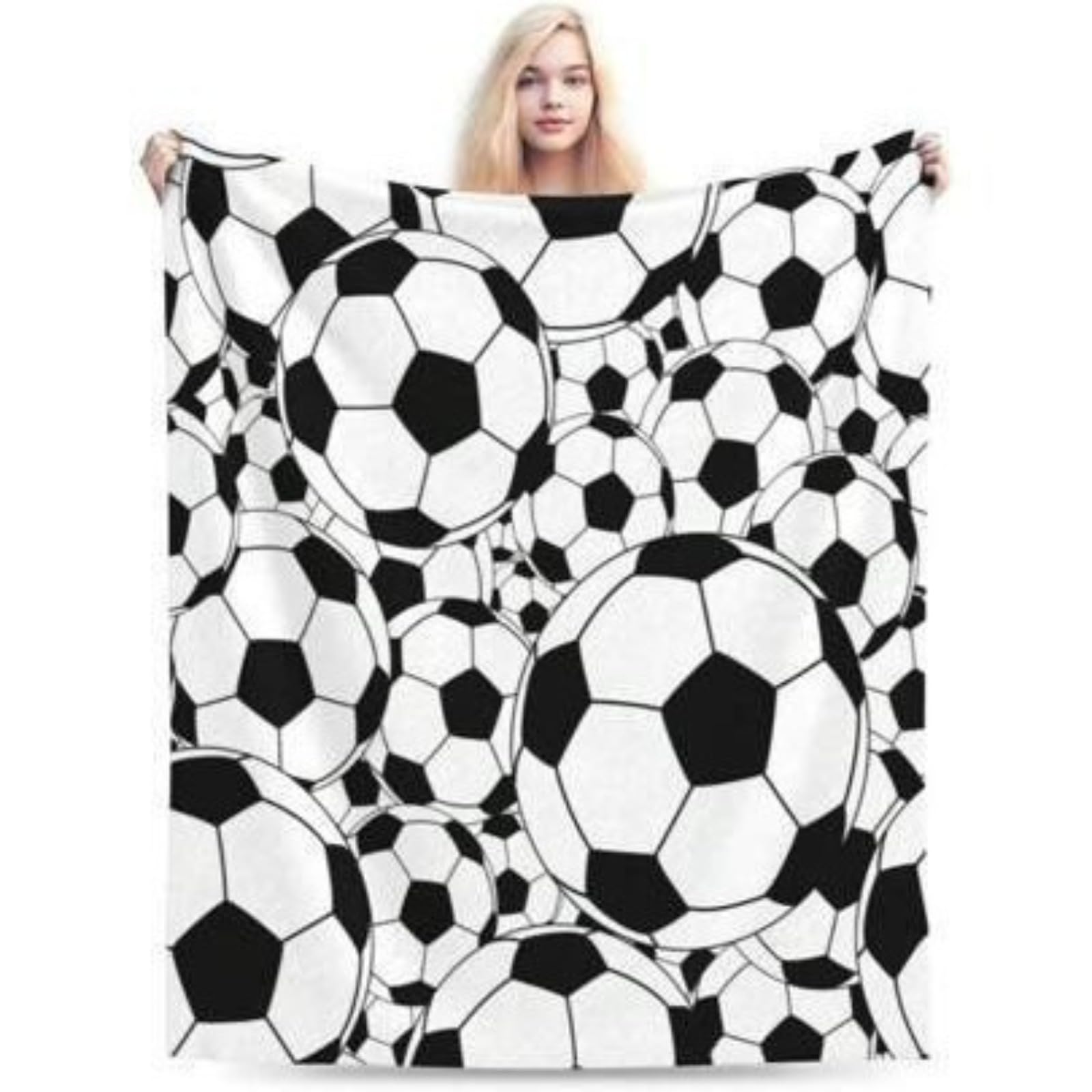 Bncyqhwlk Football Ball Printed Shiba Inu Portrait Flannel Soft Blanket Living Room Sofa Nap Office Blanket Travel
