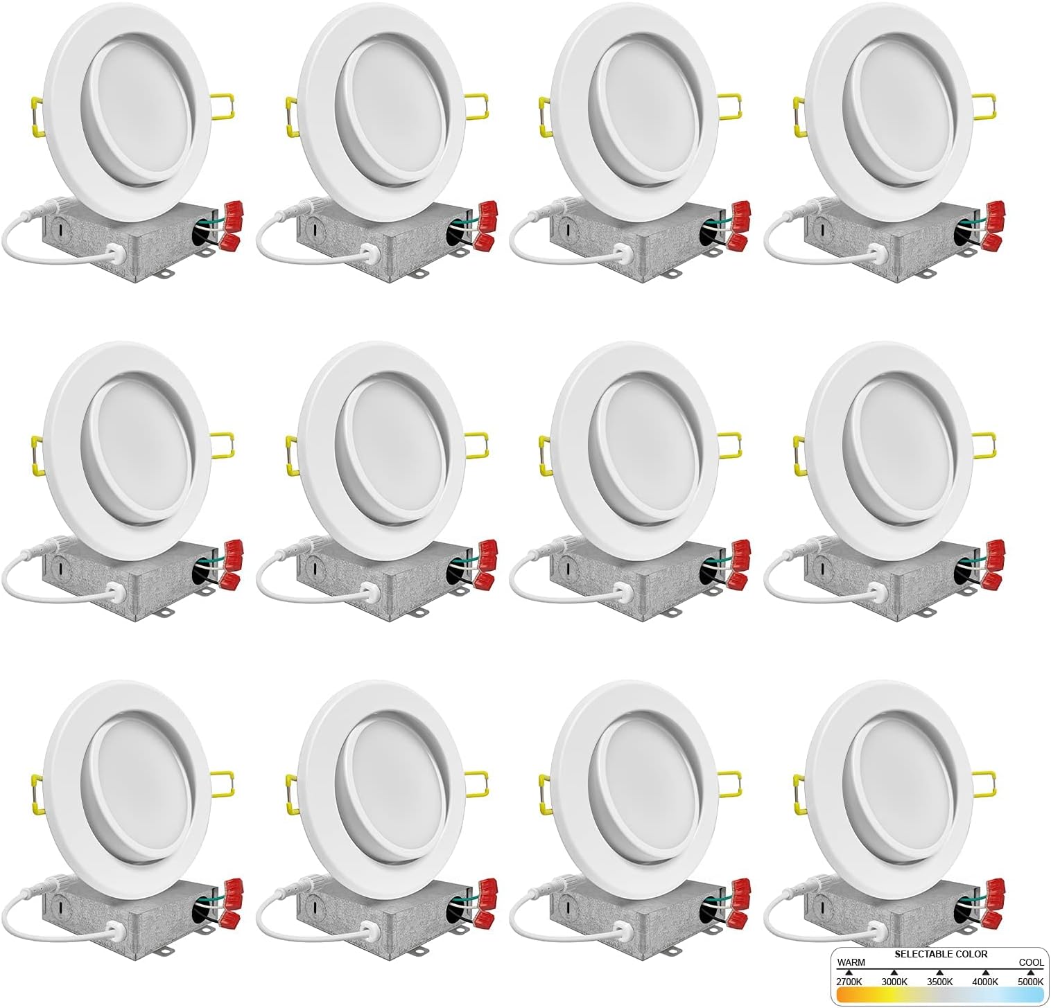 NUWATT 12 Pack, 6 Inch 2 HOUR FIRE RATED LED Recessed Light, Selectable - View #4