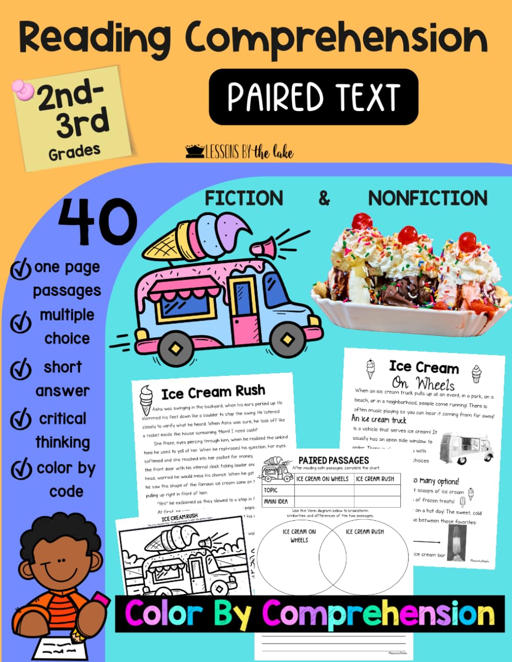 Reading Comprehension Practice: Paired Text 3rd Grade, Second Grade Educational Reading Skills Practice, Grade 3 Learning, Color By Comprehension Questions (Color By Comprehension Workbooks)