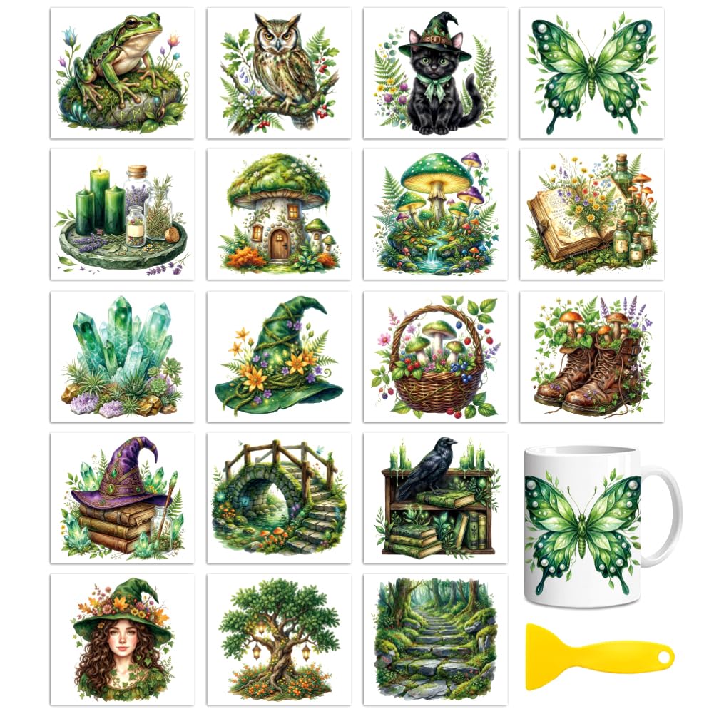 Peacoblue Green Magic Forest Rub On Transfers for Craft, Transfer Sticker — image 1