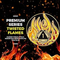 Vista 4 de Medallón de recuperación AA chapado en oro de 1 año Twisted Flames - Negro/Rojo/Naranja/Amarillo