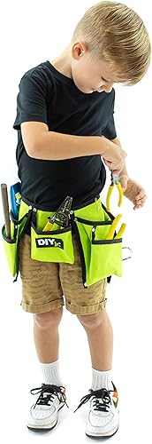 Miniatura 6 de My First Tool Belt Green por DIYjr - Cinturón de herramientas real para niños, delantal de herramientas resistente para niños, construcción de