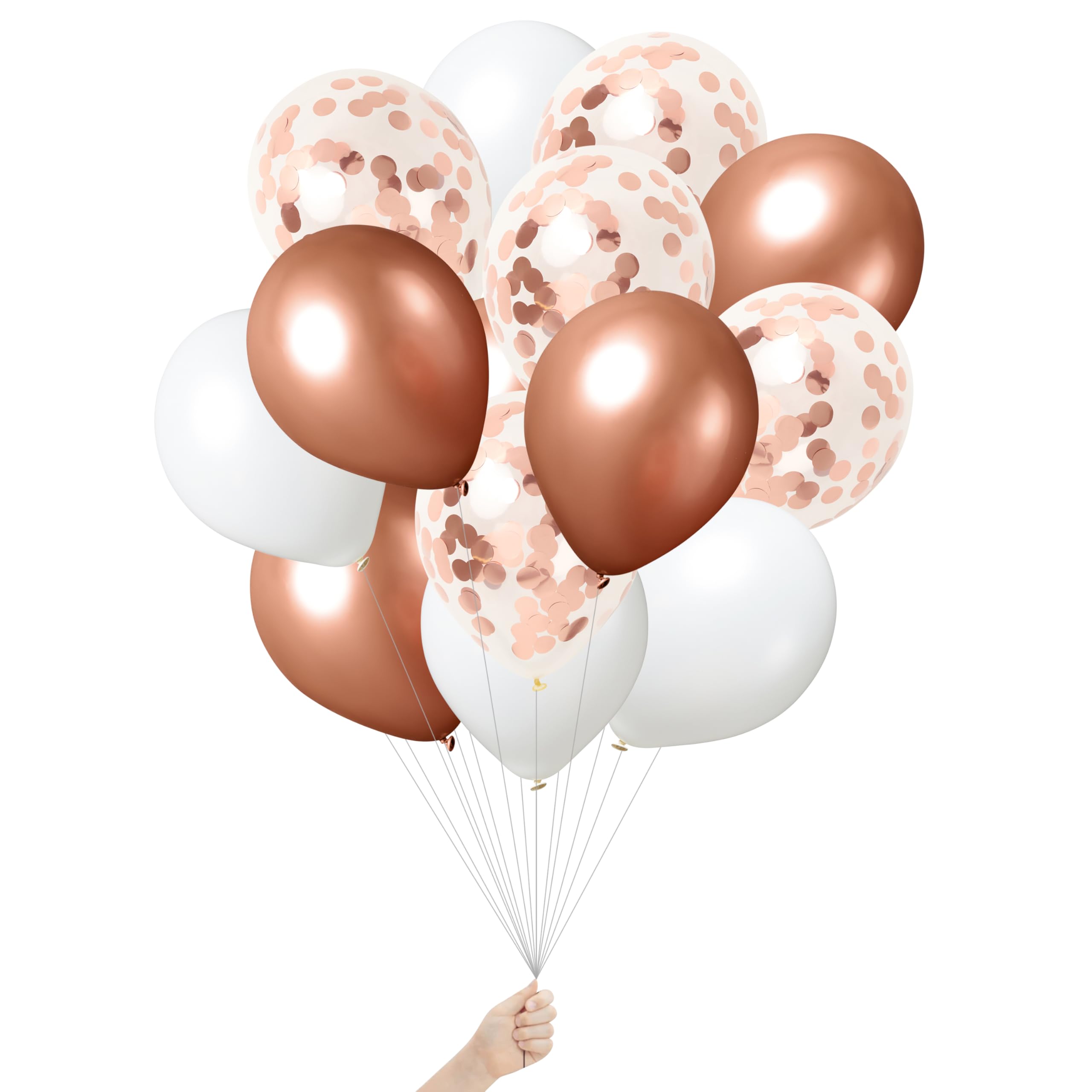 Green Paw Products - 25 Rose Gold and Confetti - Party Balloons - Eco Friendly & Biodegradable - 100% Natural Latex