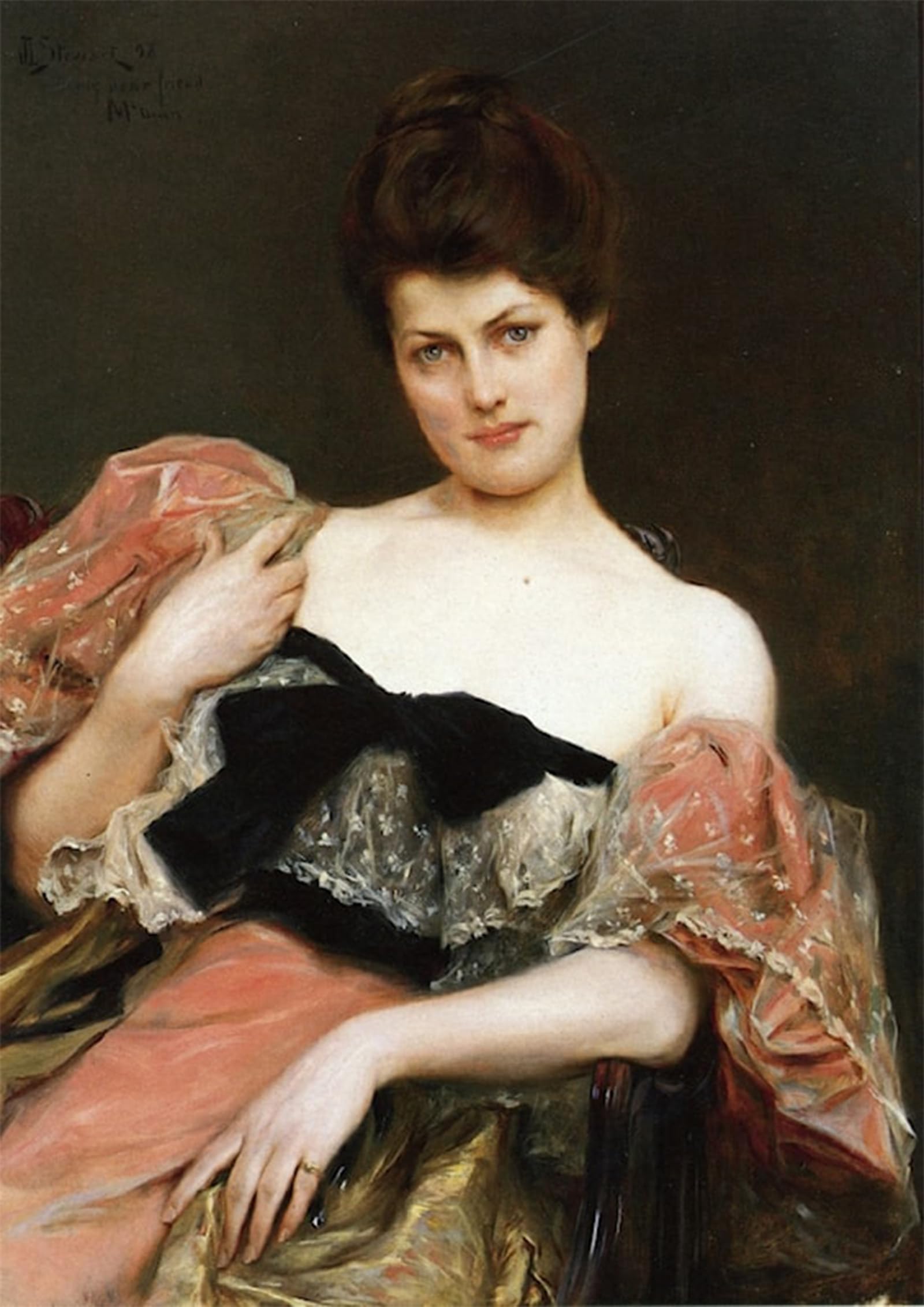 ARTXLXXBN Famous Print Painting Colorful Art Print Portrait of a Lady by Julius Leblanc Stewart Canvas Art Decorations for Home Decor 60x90cm