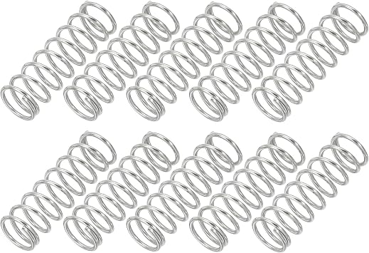 PATIKIL Compression Spring, 1mm Wire Dia x 10mm OD x 30mm L, 10 Pcs 304 Stainless Steel Mechanical Extension Small Springs Pen Springs Assortment Kit for Shop and Home Repairs