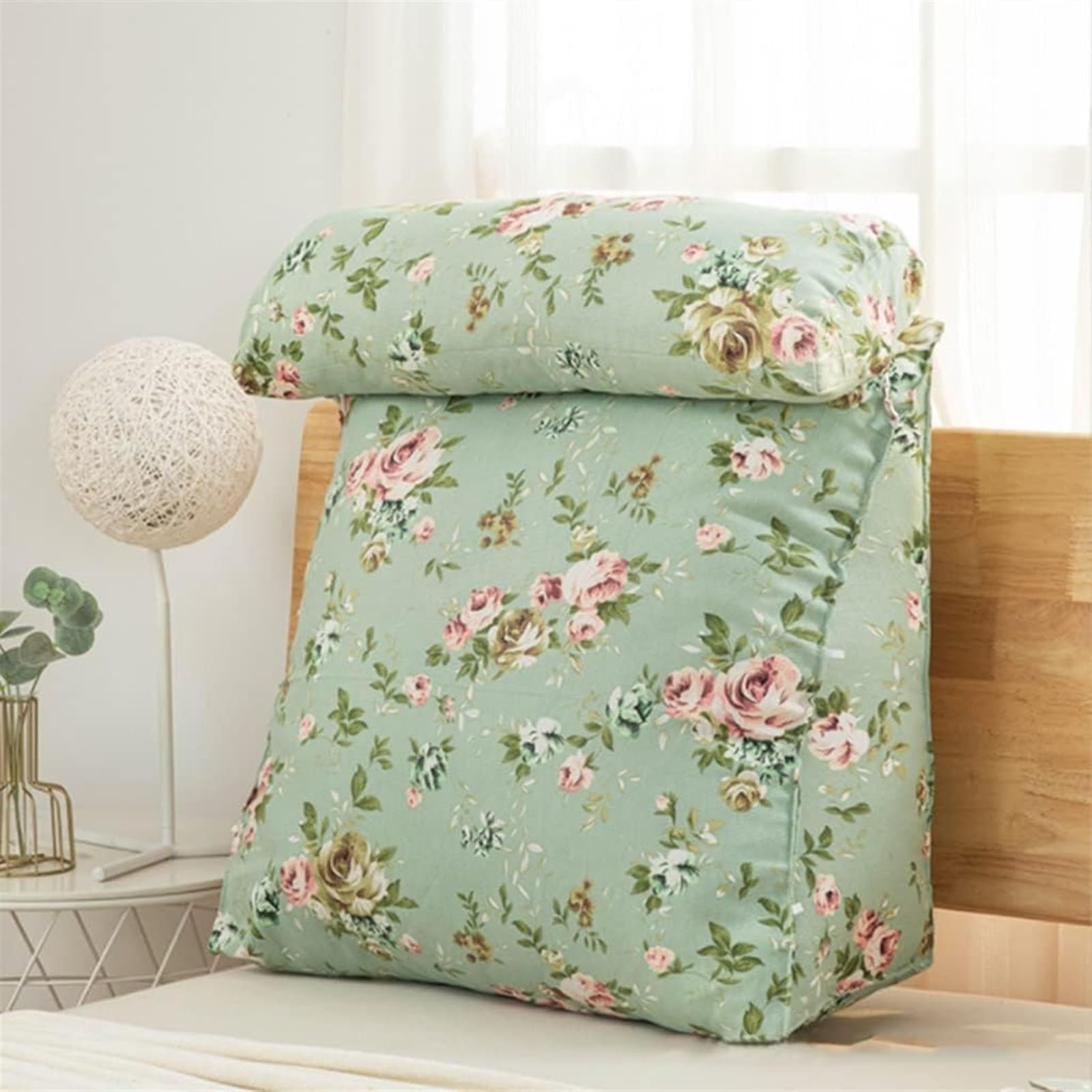 MYXJX back support cushion, With Pocket, On Bed Reading Watching TV Triangle Back Cushion Pillow Soft Backrest(A,60cm)