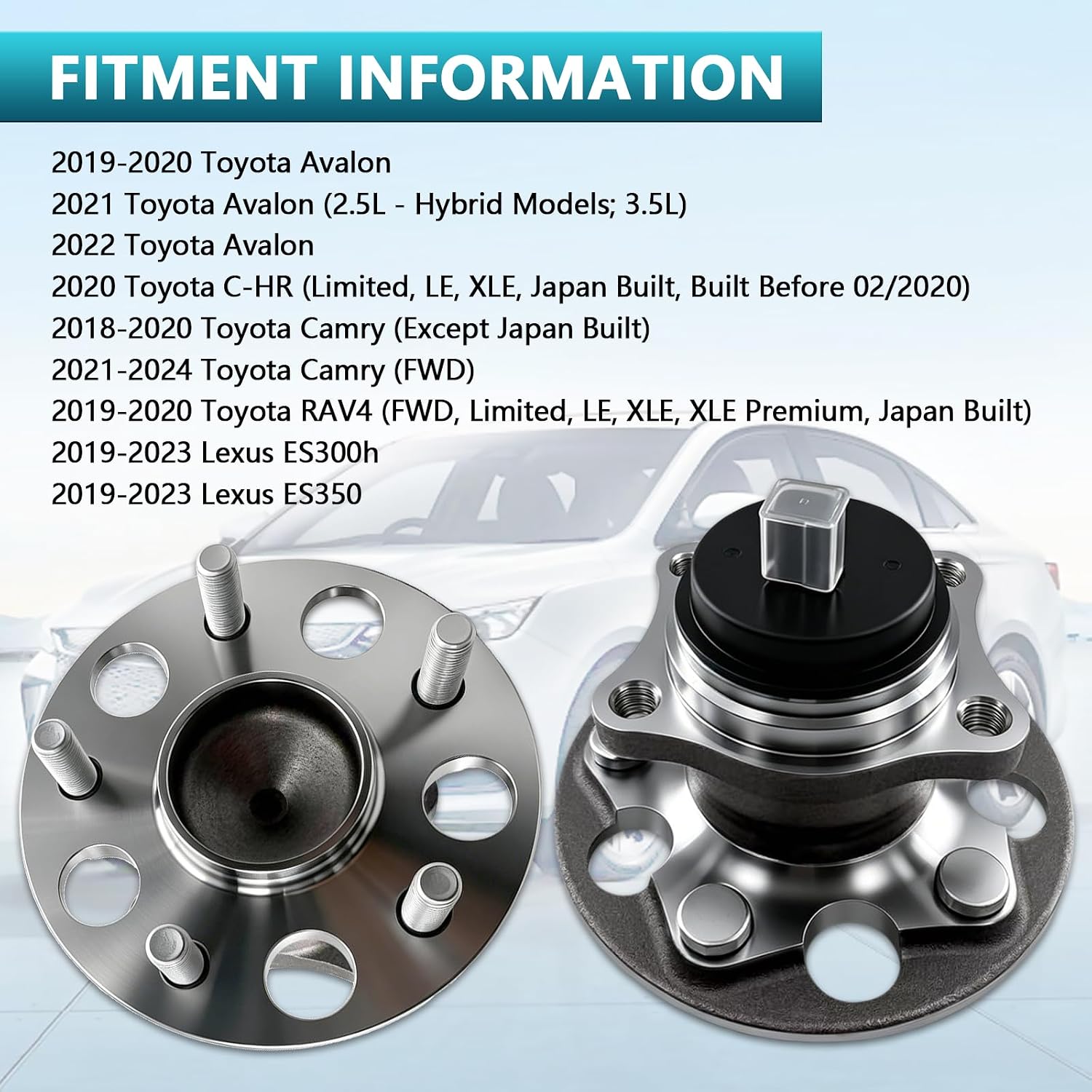 512644 Rear Wheel Bearing Hub Assembly for Toyota Camry 2018-2024, Avalon 2019-2022, RAV4 2019-2020, C-HR 2020, Lexus ES350 ES300h 2019-2023 (2PCS)