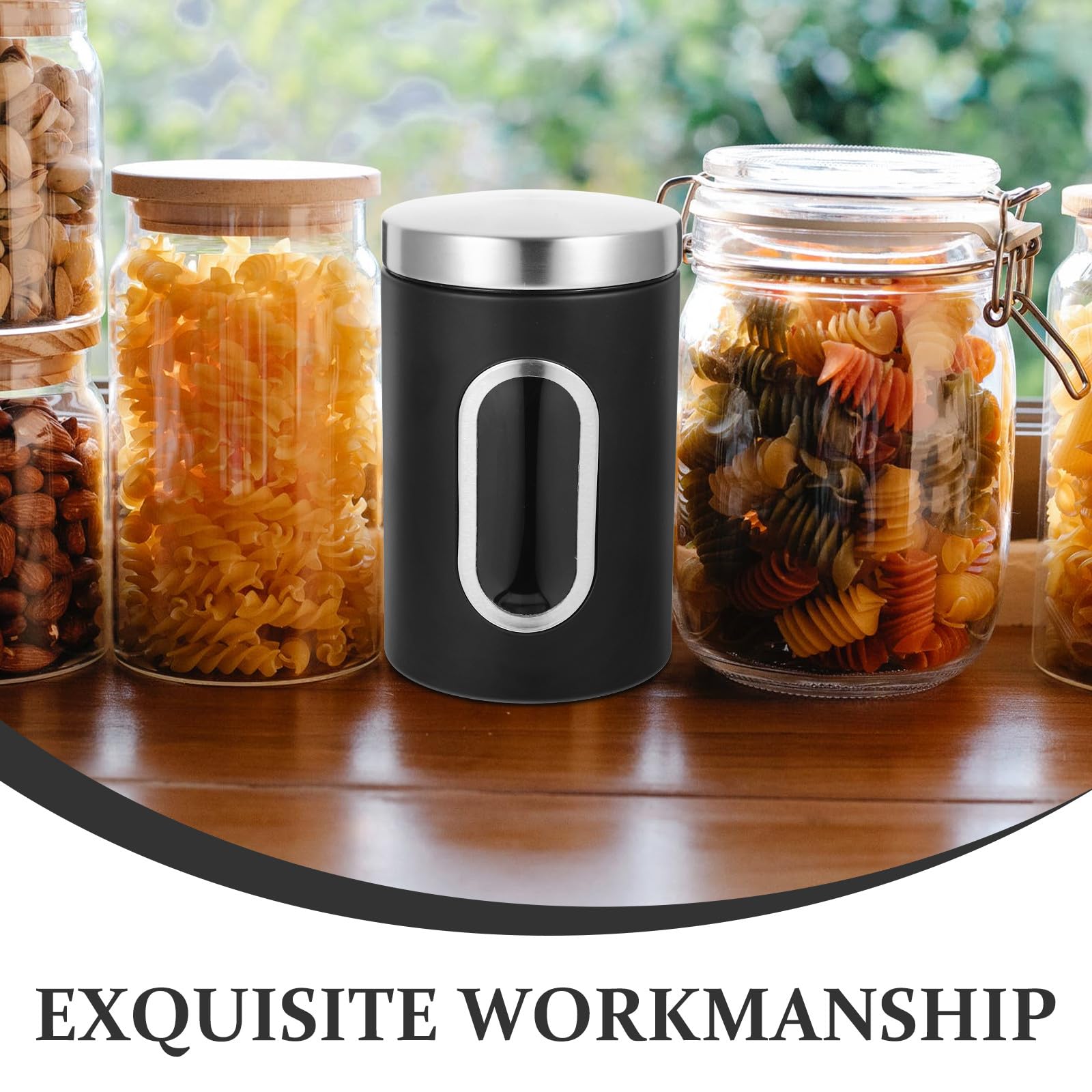 Set 3 Pezzi Contenitori Ermetici in Acciaio Inossidabile per Caffè e Zucchero, Multifunzione Tenuta, per Cucina e Piano di Lavoro