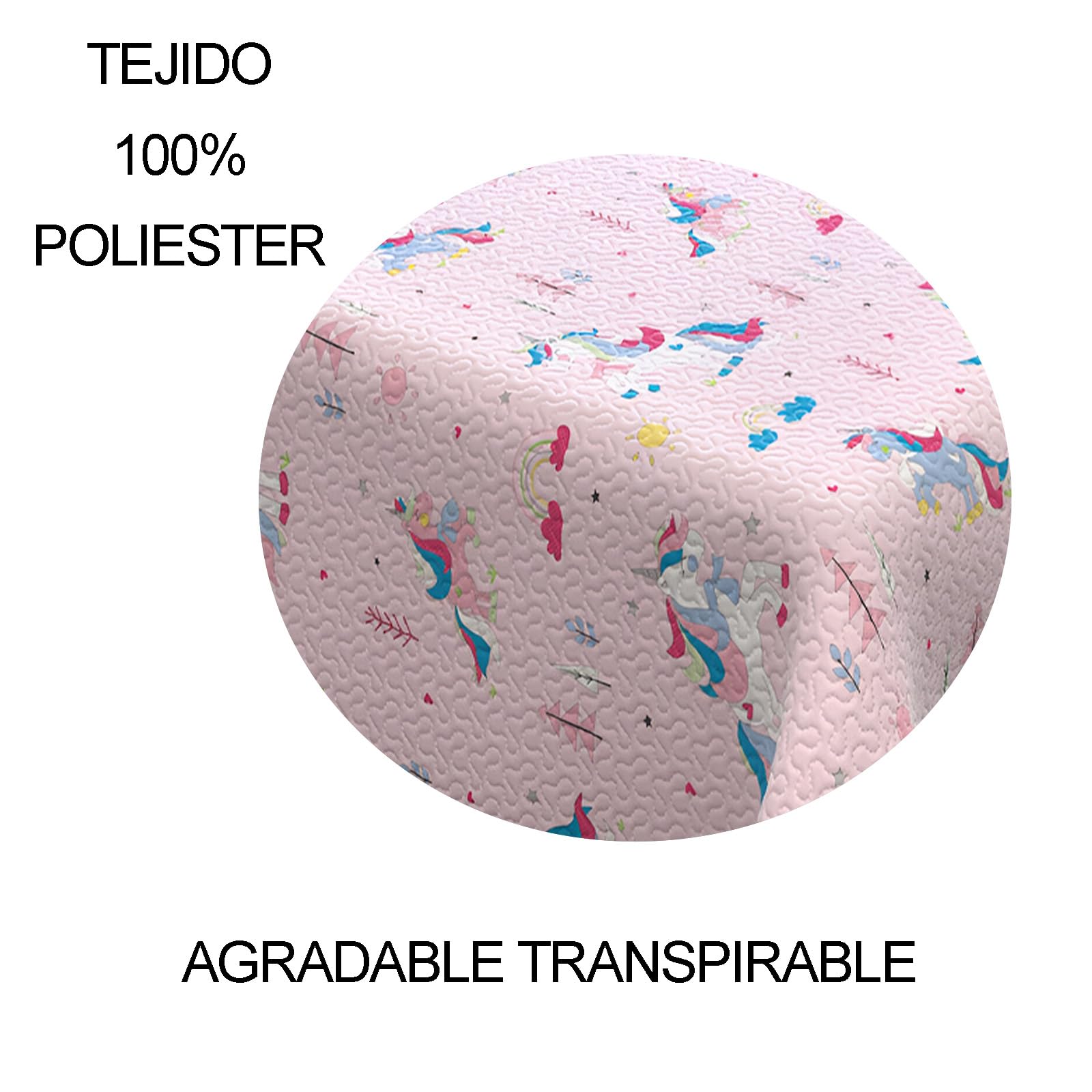 various - Colcha bouti Basic Infantil +1 x Funda de Almohada 50x70cm Colcha Cubrecama Reversible con Acolchado termosellado Unicornio (Cama 90, 180x260 cm) 2 Piezas