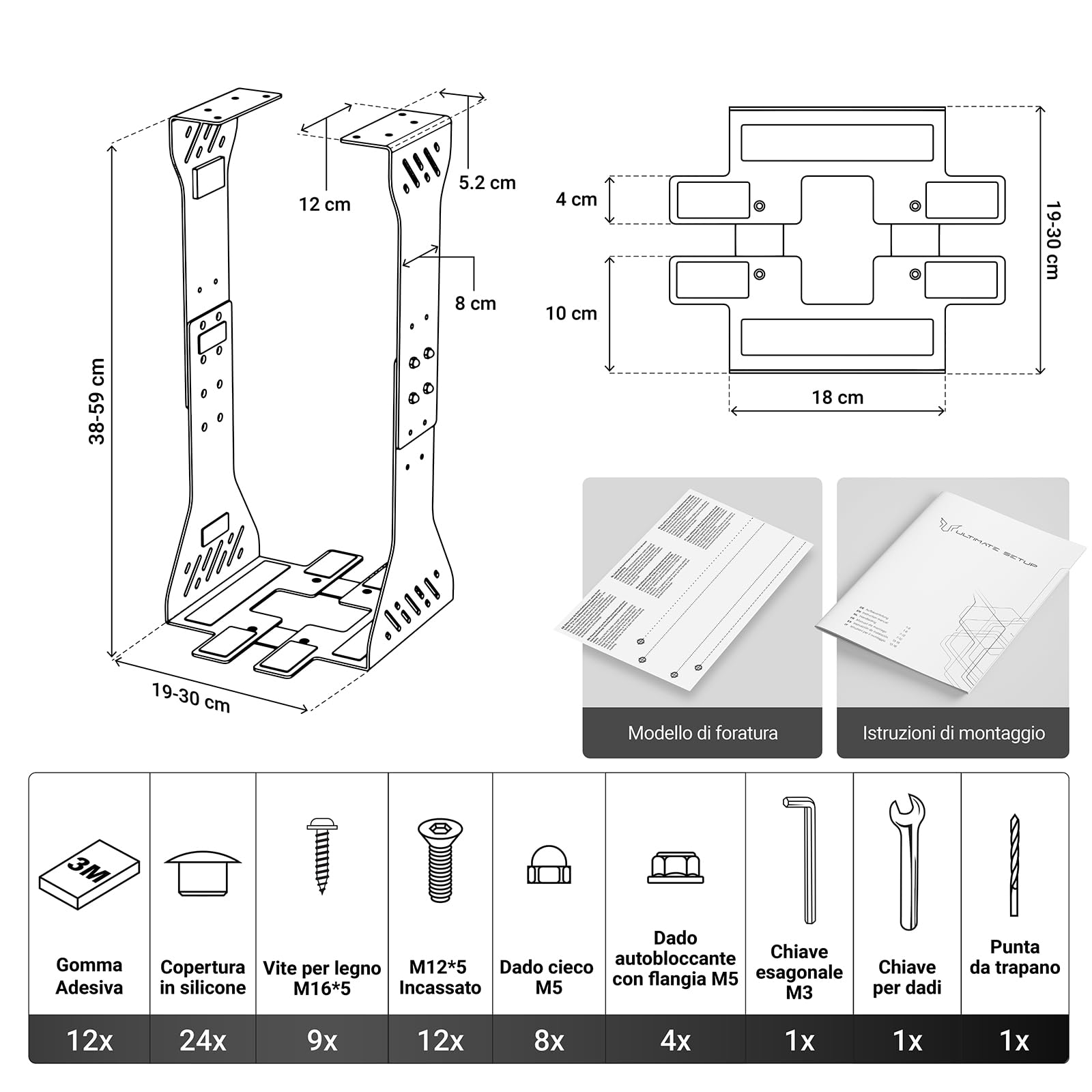 Carico pesante supporto PC scrivania – Fino a 35 kg – Personalizzabile staffe per pc - Supporto computer scrivania - Supporto case pc - Porta pc fisso (nero)