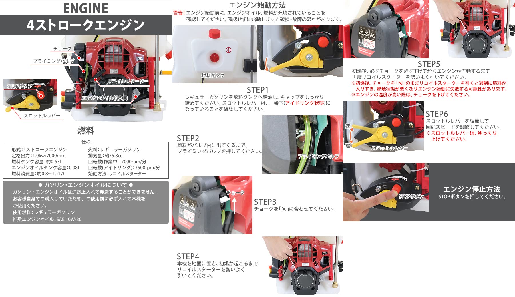 Amazon.co.jp: 噴霧器 エンジン式 背負式 4スト タンク容量約20L 最大 