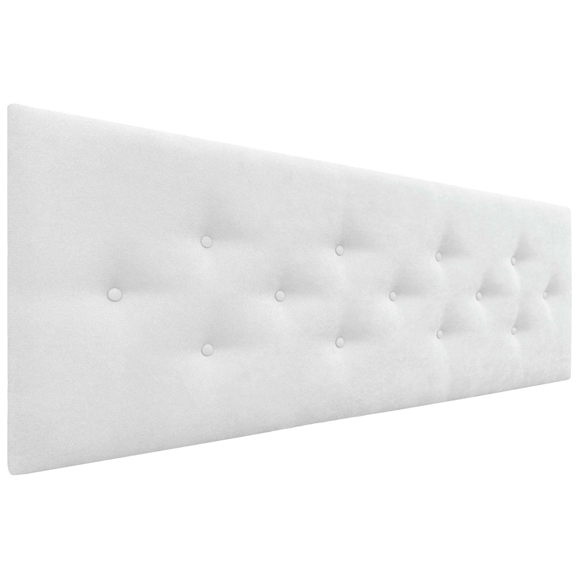 DHOME Cabecero de Polipiel o Tela ACUALINE con 3 Hileras Intercaladas de Botones Cabezal Tapizado Cama Lujo (Tela Blanco, 135cm)