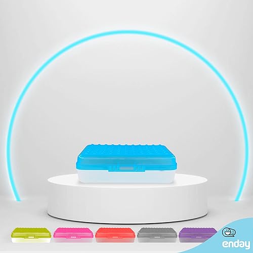 Miniatura 6 de Enday Caja de lápices azul, estuche de plástico con puntos, organizador multiusos con cierre a presión para el hogar y la oficina