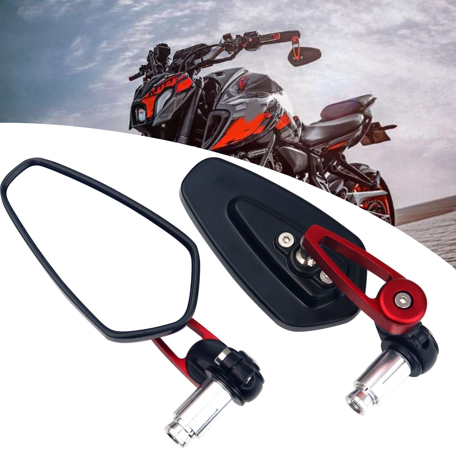 Keenso Rétroviseur Moto, 1 Paire 7/8 22mm Universel Alliage d'Aluminium 360 Degrés Grand Angle Réglable Bar End Rétroviseurs Moto Bar End Mirror (Bleu