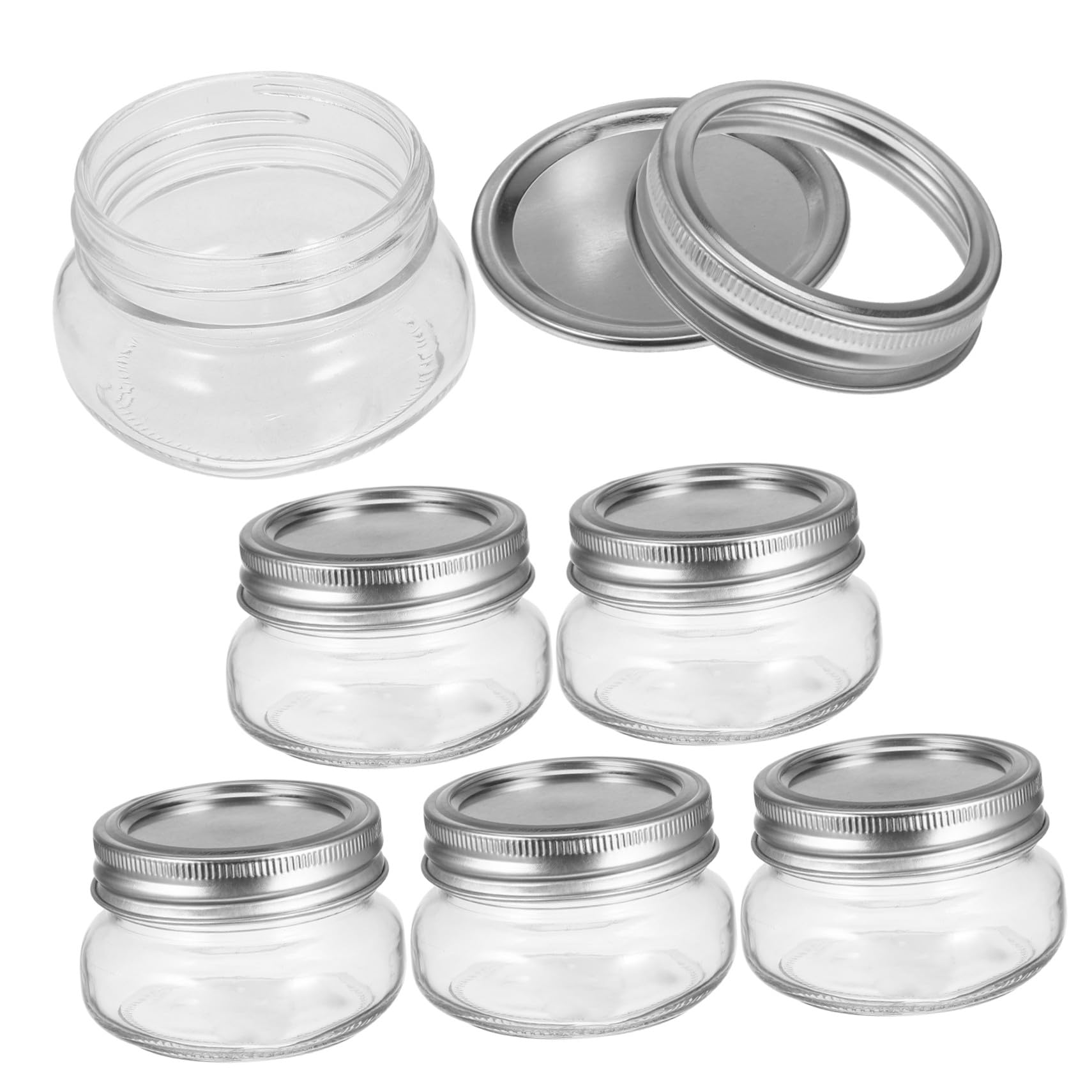 TOYANDONA 6 pezzi Barattoli in Vetro Ermetici Coperchio Contenitori Trasparenti Riutilizzabili per Conservare Alimenti e Marmellate per Viaggi e Uso Domestico
