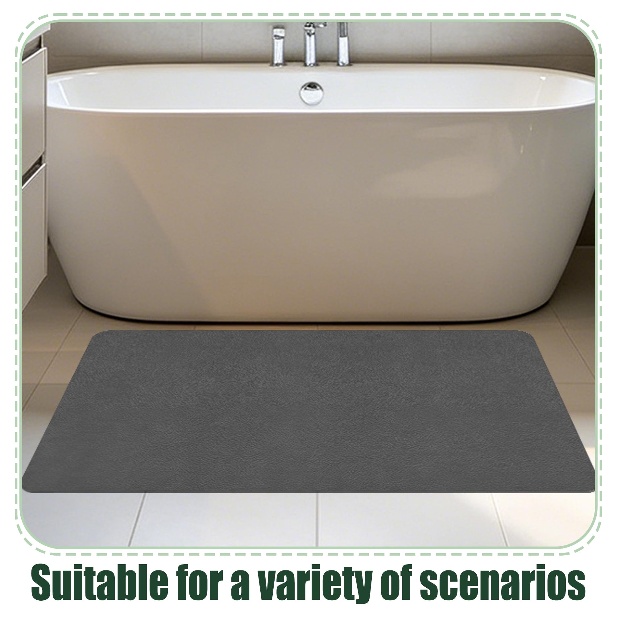 JIAFANG Alfombrilla de Diatomit 80 x 170 cm Secado Rápido, Antideslizante y Antibacteriana Alfombra Baño Antideslizante Higiénico y Funcional para Ducha, Baño y Cocina, Gris Oscuro