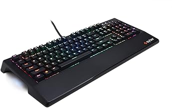 CyberpowerPC Syber SK100 RGB 104 Mechanical Gaming Keyboard (Individually Backlit Keys, Kontact ™ Blue Mechanical Switches, Programmable Macro Keys and Built in Wrist Support), Black