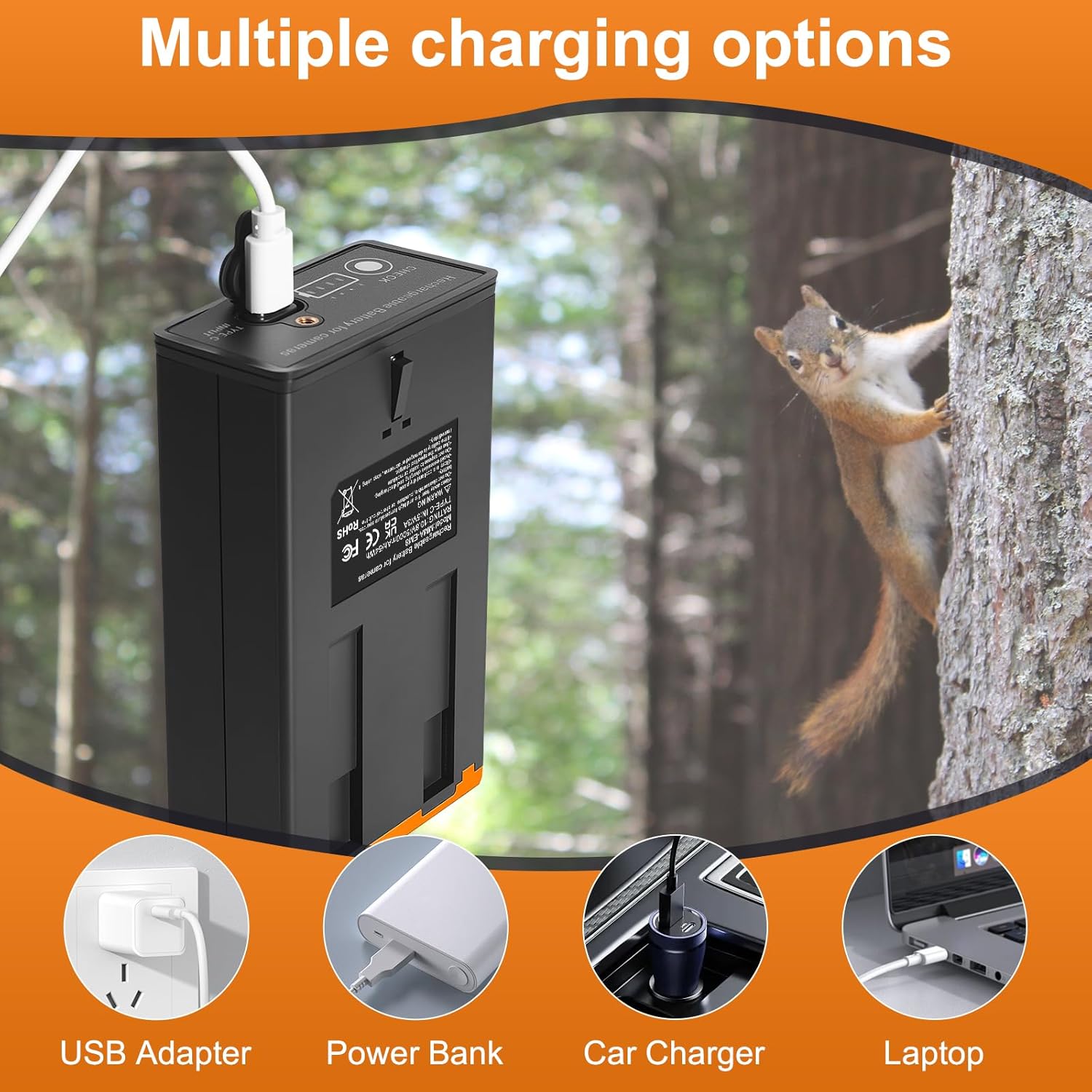 2-Pack Rechargeable Lithium Batteries with USB-C, for Moultrie Edge Series, Edge, Edge 2, Edge Pro,Moultrie Cellular Trail Cameras (2 Batteries)