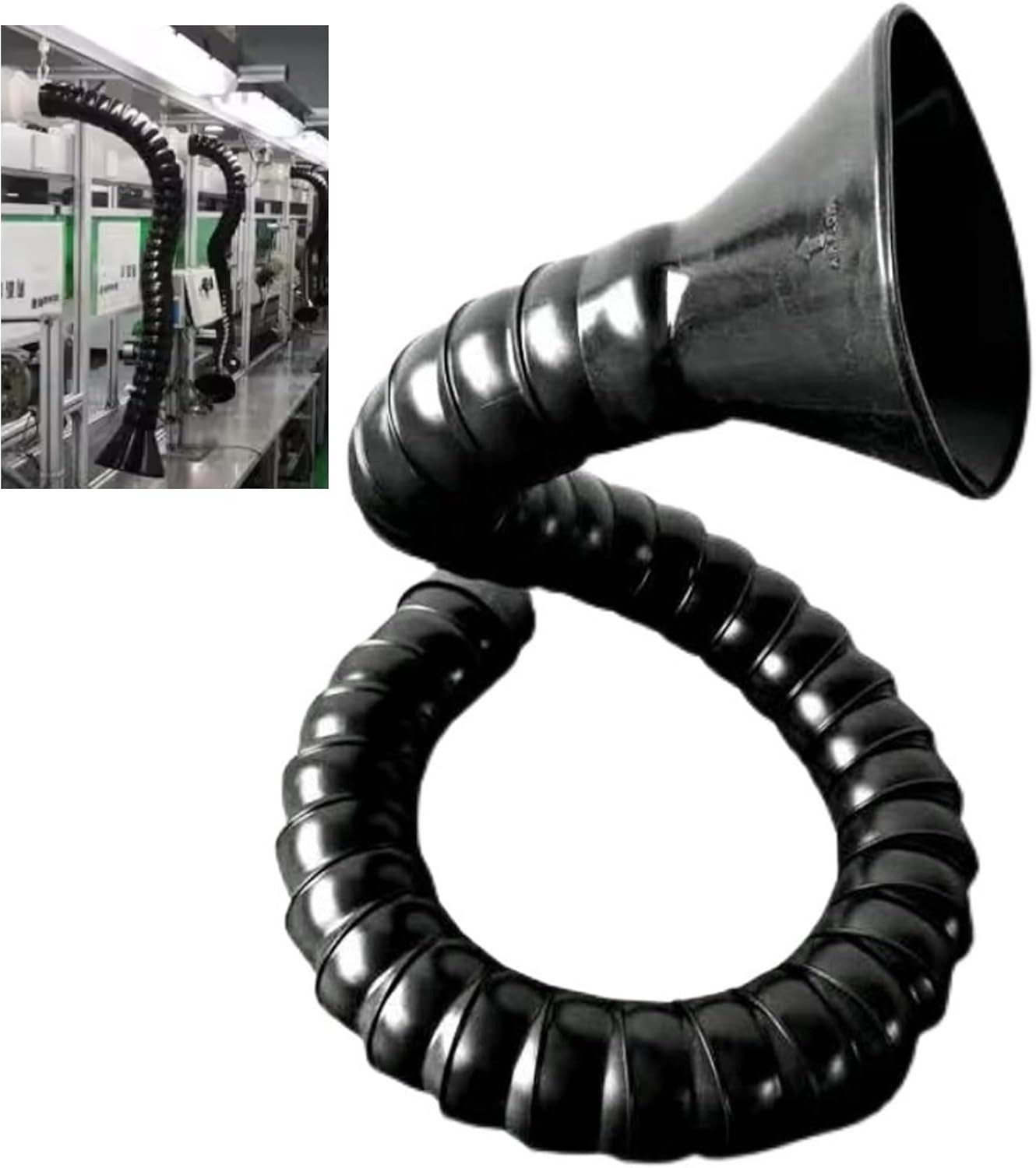 Industrial Smoke Extraction Hose - Articulated Duct for Welding Fume Extraction, Soldering, and Marking - Black Square, 75x800mm / 3x31in - Heavy Duty Ventilation Solution