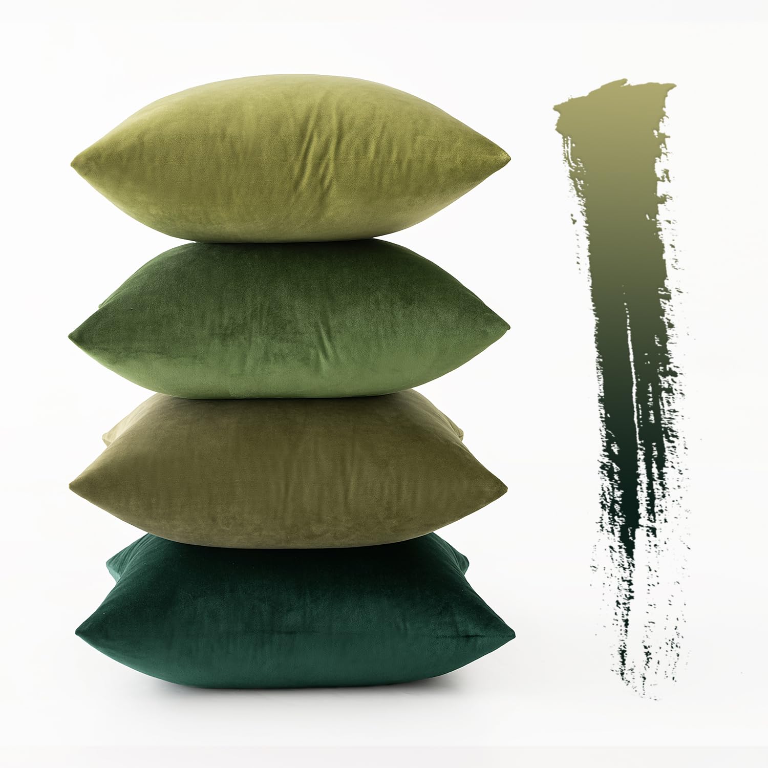 MIULEE Samt Kissenbezug Kissenhülle 4er Set Samtkissen Dekorative Dekokissen Couchkissen Zierkissen Deko Farbverlauf Bezugbezug für Wohnzimmer Kinder 45x45cm Forest Green Series