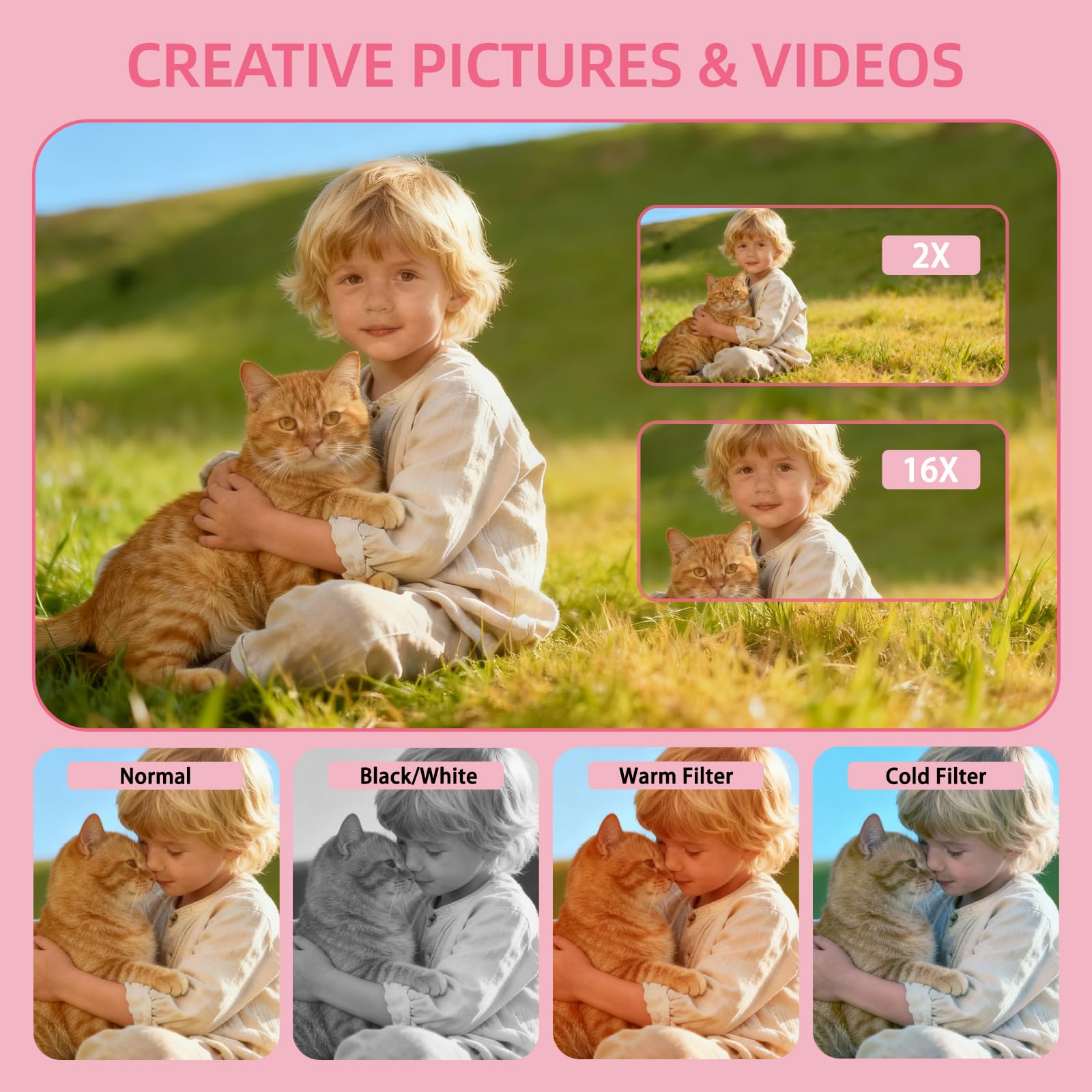 Cámara digital compacta para principiantes y niños, grabación de vídeo HD, dispositivo portátil con zoom de 8X, diseño ligero, perfecta para viajes, uso diario e idea de regalo