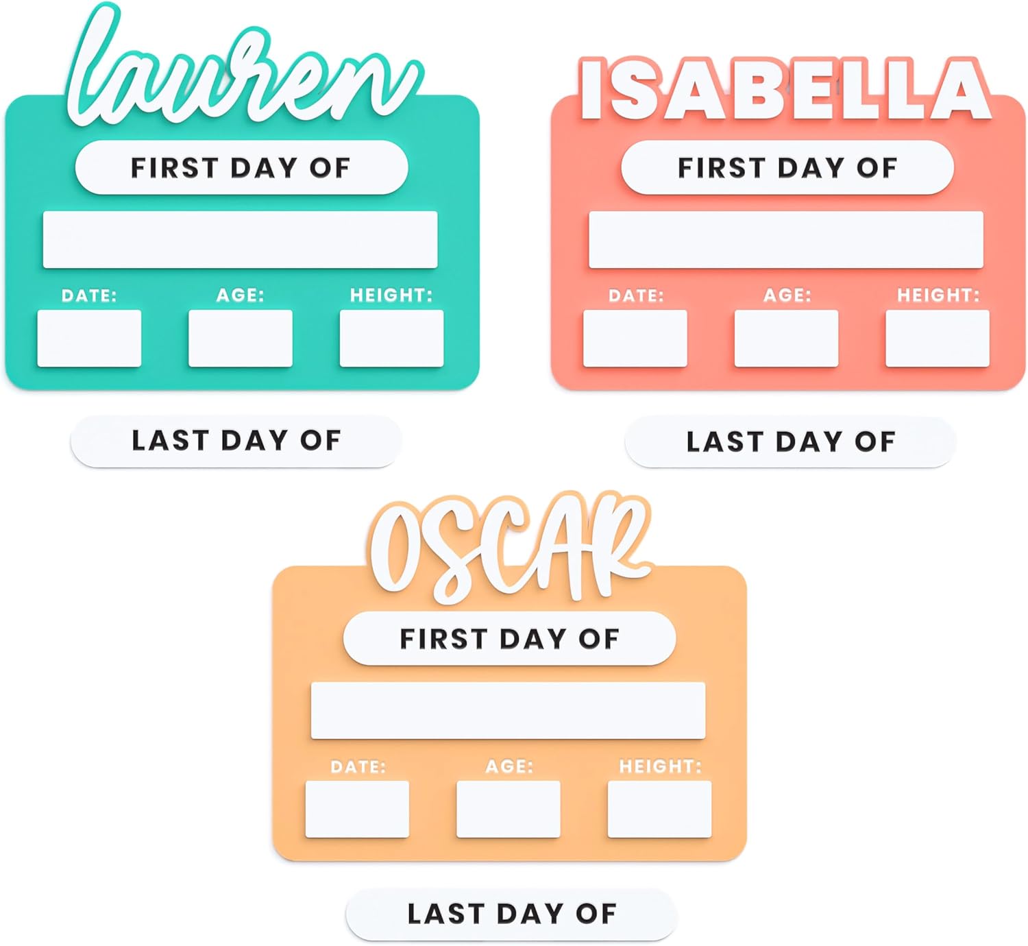 Personalized First Day of School Acrylic Sign, Last Day, Milestone Board, Back to School, Kids Photo Prop, Dry Erase, Interchangeable Sign - Large