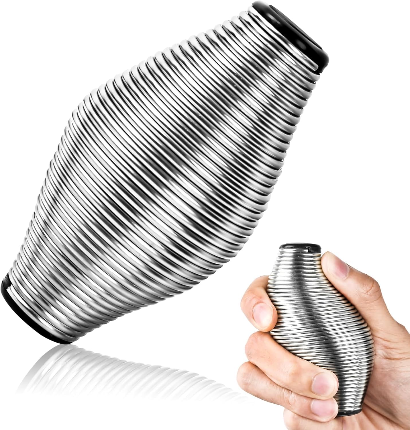 Handheld Fidget Toys for Adults, Help Relief Stress Anxiety Tension, Relieve Fatigue Relax Muscles Finger Strengthener Steel Exerciser Trainer (Silver)-image-40