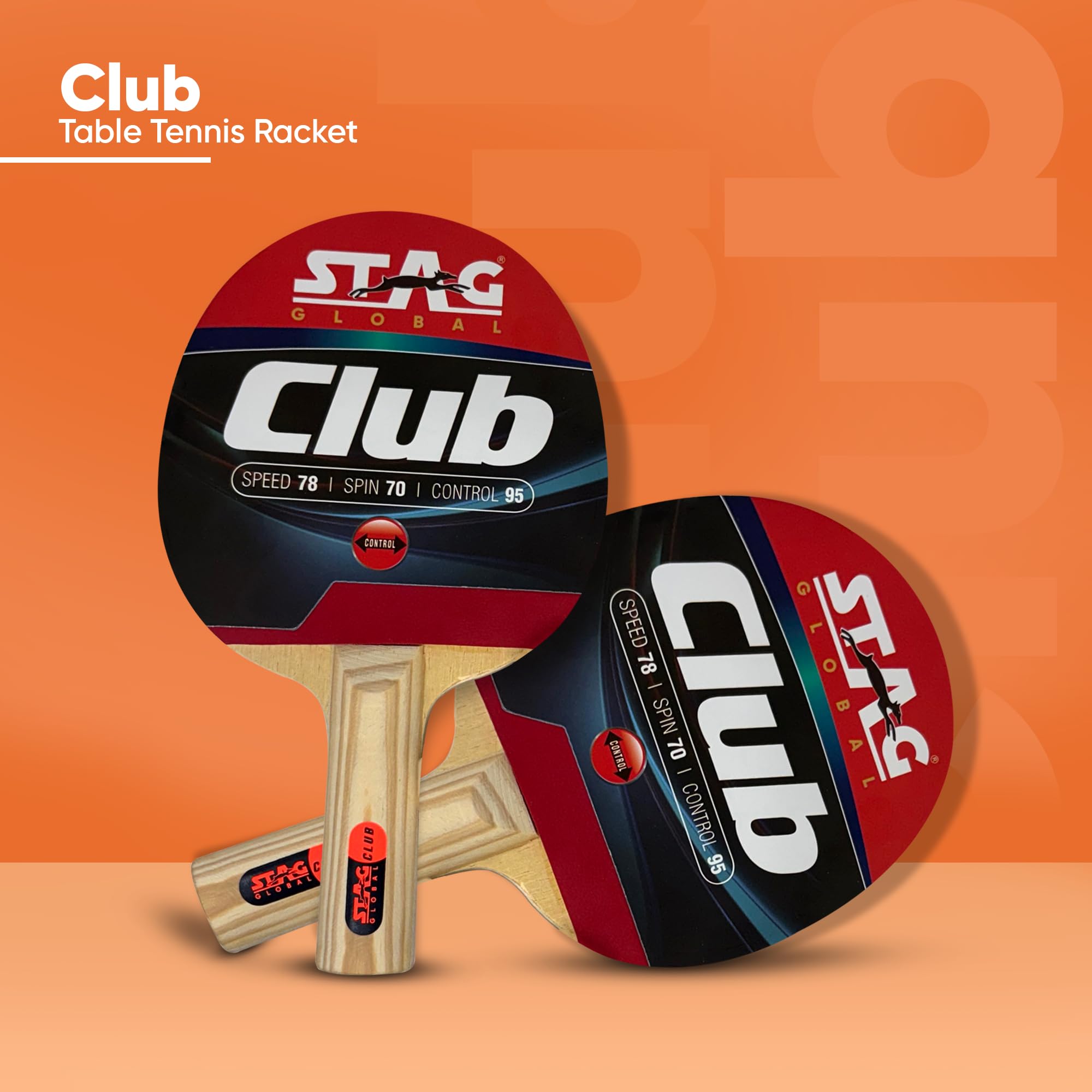 STAG GLOBAL Club Table Tennis Racket, Straight Handle 2