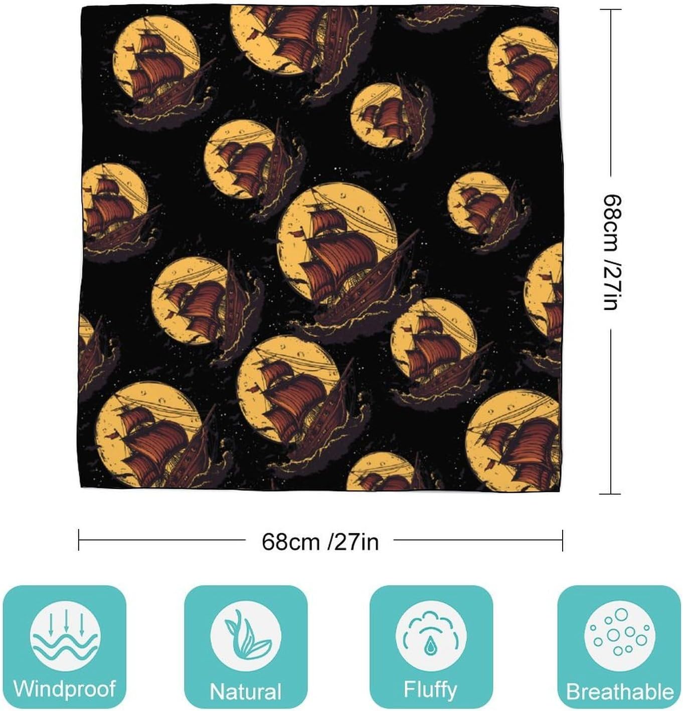 Sailboat Sail Sailing Ship Bandana Fashion Head Scarf Square Silk Scarf Print Neck Hair Scarfs for Women Men Gifts