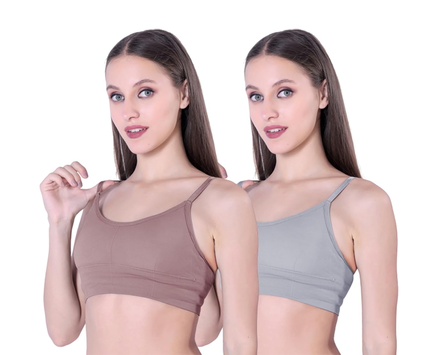 Women’s Sports Bra – Cotton and Spandex, Lightly Padded, Wire-Free, Slip-On, Comfort Wear (Pack of 2) Women’s Sports Bra – Cotton and Spandex, Lightly Padded, Wire-Free, Slip-On, Comfort Wear (Pack of 2)
