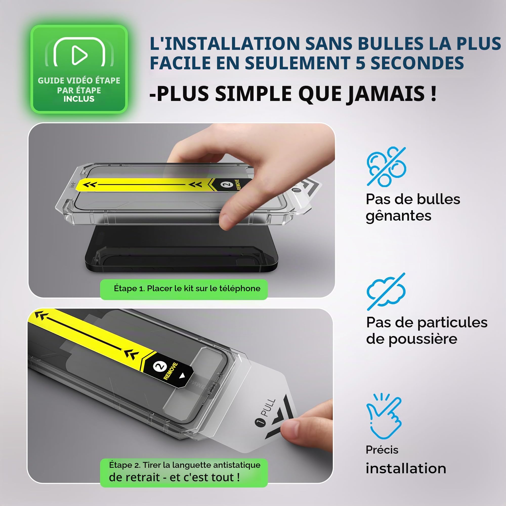Deppa | Lot de 2 | pour iPhone 17 Pro (6.3") Verre Trempé avec Kit de pose facile | Anti-Poussière & Anti-Bulles | Résistant aux Chocs | Couverture Complète |