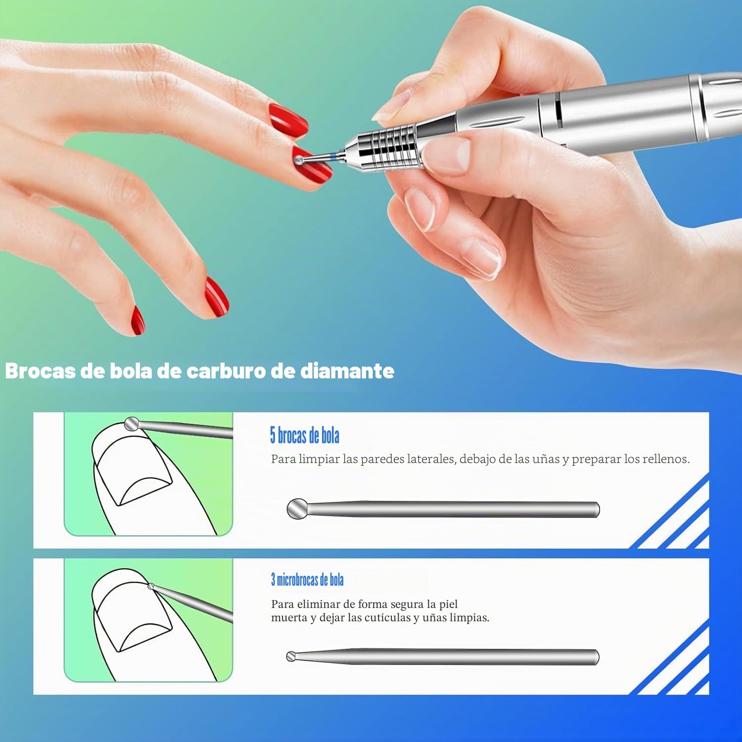 Juego de 30 brocas de diamante para uñas, Depvko de 3/32 fresas torno para uñas, brocas torno uñas profesional, herramientas removedoras de manicura y pedicura para uñas de gel acrílico, salón de casa