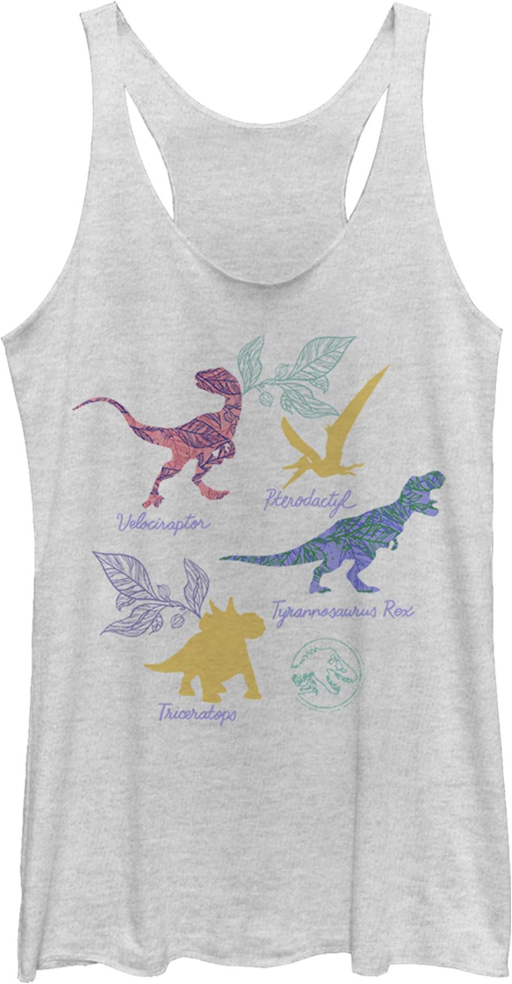 Fifth SunJurassic World Dino List Women's Fast Fashion Racerback Tank Top