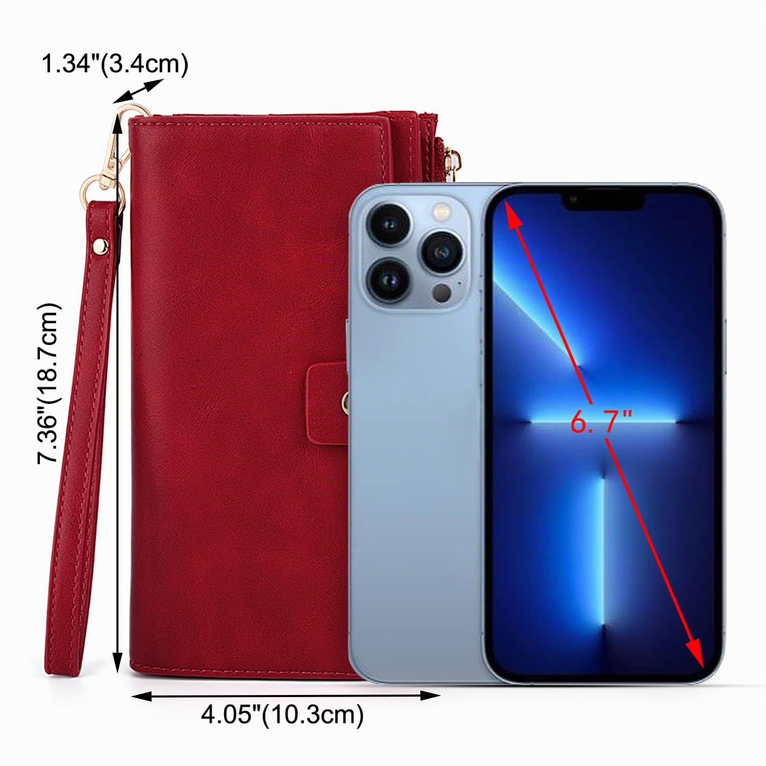 UTO Femme Portefeuille Blocage RFID en PU Cuir avec Bracelet Grande Capacité(21 emplacements de Cartes) Poche Intérieure Convient aux Portables 5.5''