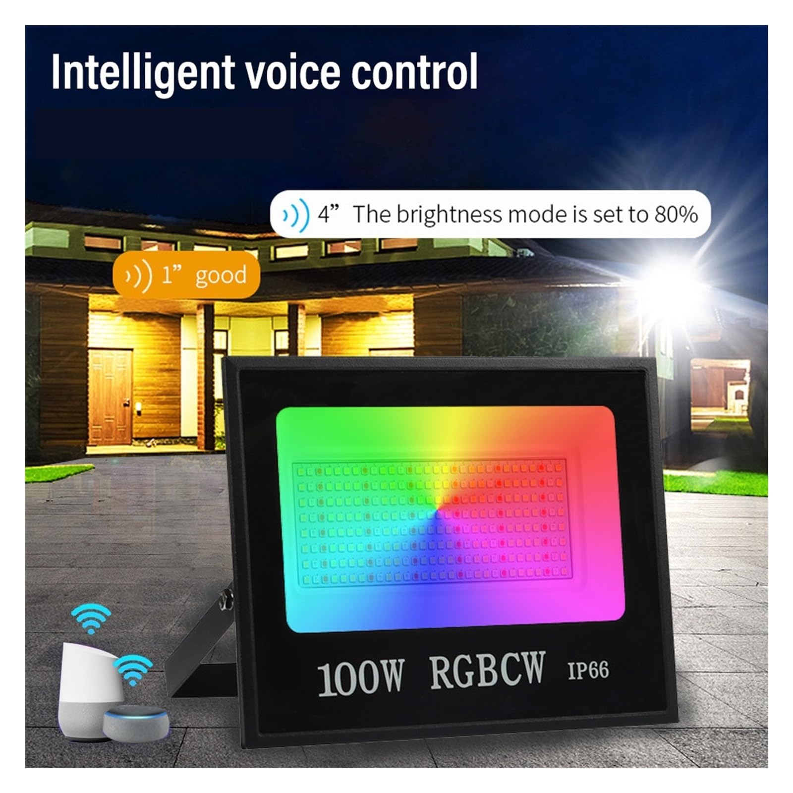 Proiettore a LED, RGBCW LED Wifi Luce Di Inondazione Intelligente TUYA APP Controllo Vocale IP66 Luce Di Inondazione Esterna Paesaggio Cortile Edificio Parete Esterna faretto riflettente, proiettore a