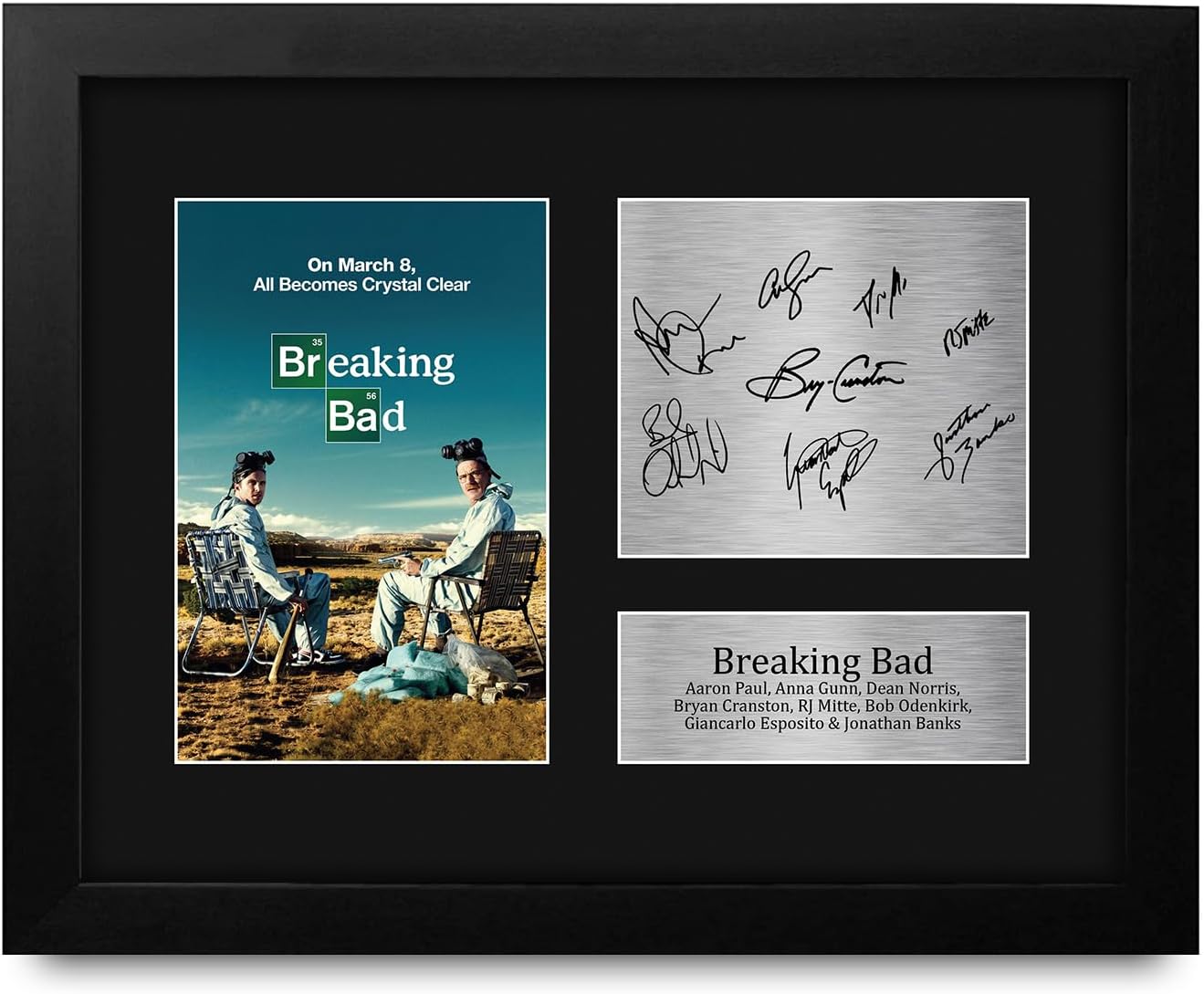 HWC Trading Breaking Bad Cast Bryan Cranston, Aaron Paul Framed Gifts Printed Signed Autograph Picture for TV Memorabilia Fans - US Letter Size