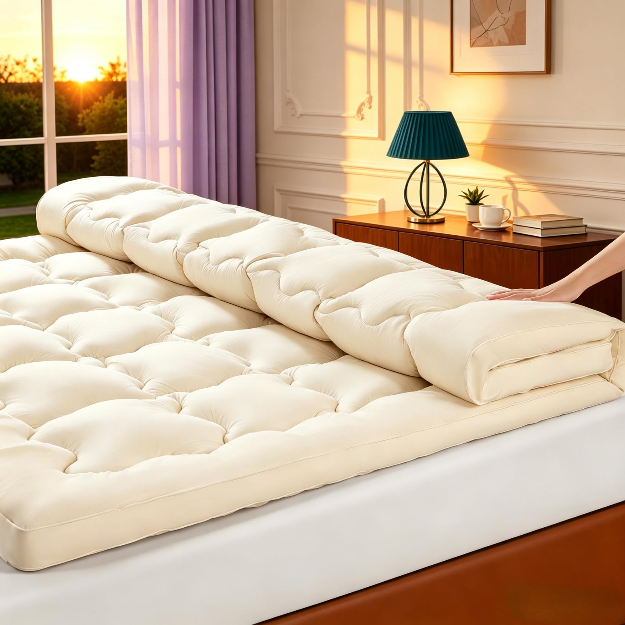 Photo 1 of Zalmureta Queen Wool & Cotton Mattress Topper (60"x80")