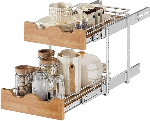Miniatura 10 de OCG Cajones extraíbles para armarios de 14 pulgadas de ancho x 21 pulgadas de profundidad, estante deslizante de madera para cajones, estantes