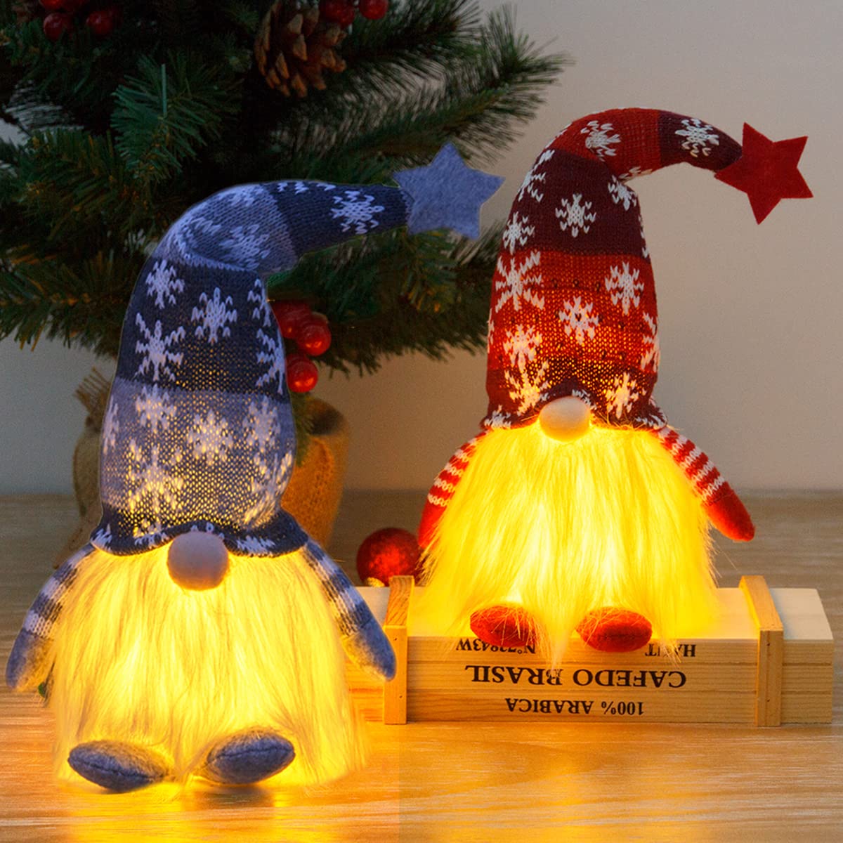 2Pack Christmas Gnomes Decorations,Handmade Tomte Swedish Gnome Scandinavian Figurine Nordic Gnomes Plush Christmas Elf Doll Ornaments Home Decor Gifts…