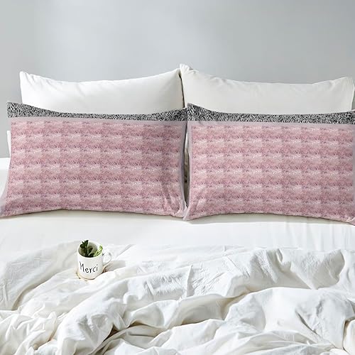 Miniatura 6 de Erosebridal Sábanas bajeras de tamaño Queen con estampado de guepardo rosa, sábanas de leopardo con temática de animales de safari, funda de cama