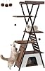 FourFurPets 184 cm Cat Tree, Modern Cat Tower for Indoor Cats, Multi-Level Cat Condo with Caves, Large Cat Tree with Scratching Board, 76 x 40 x 184 cm, Removable Pads, Rustic Brown