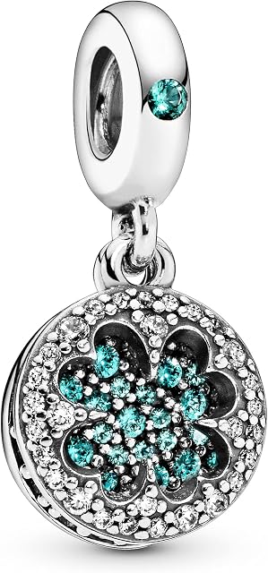 Pandora Moments Women's Sterling Silver Lucky Four Leaf Clover Crystal and Cubic Zirconia Dangle Charm for Bracelet