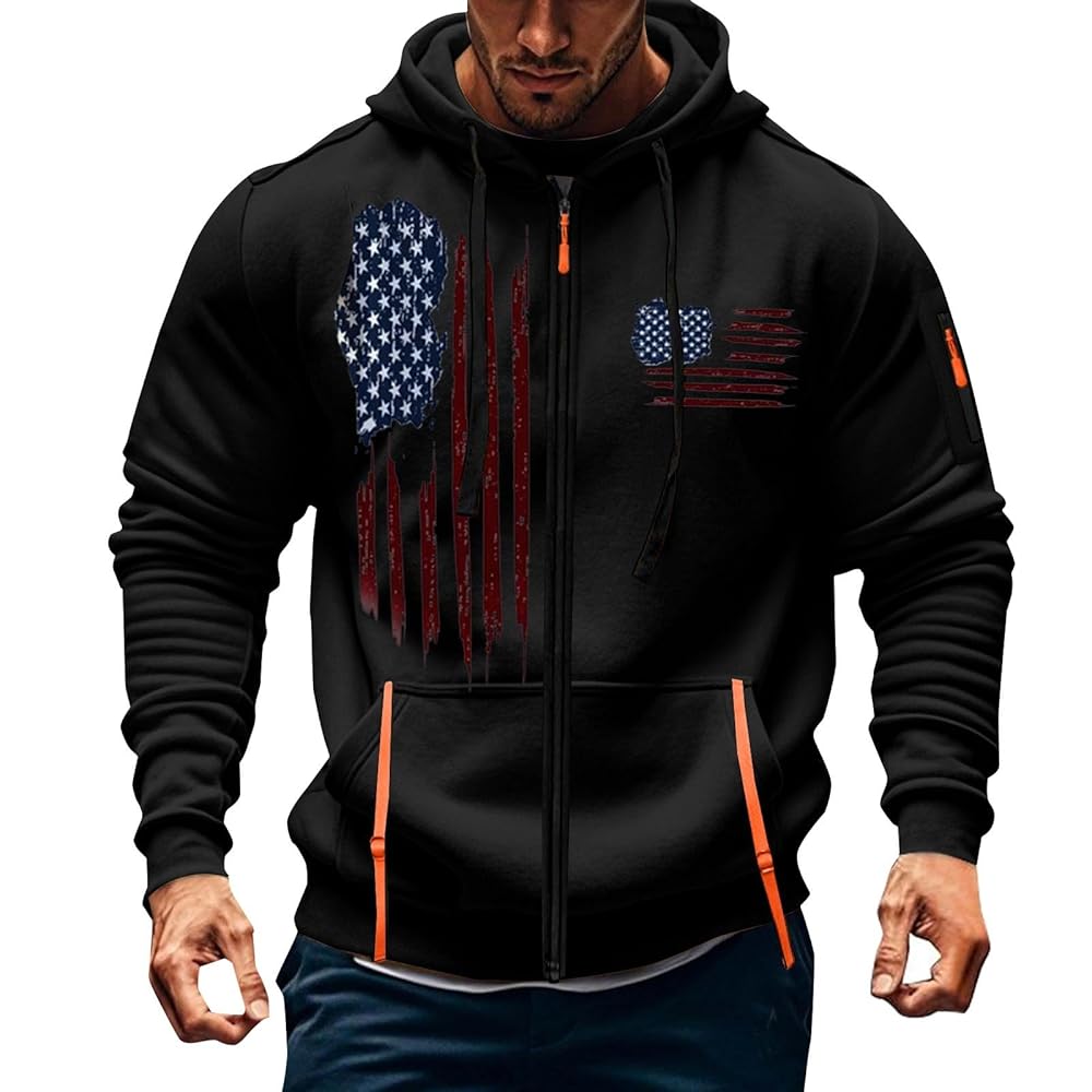 HJINGSUN Zip up Hoodie Zipper Hoodies for Men Graphic