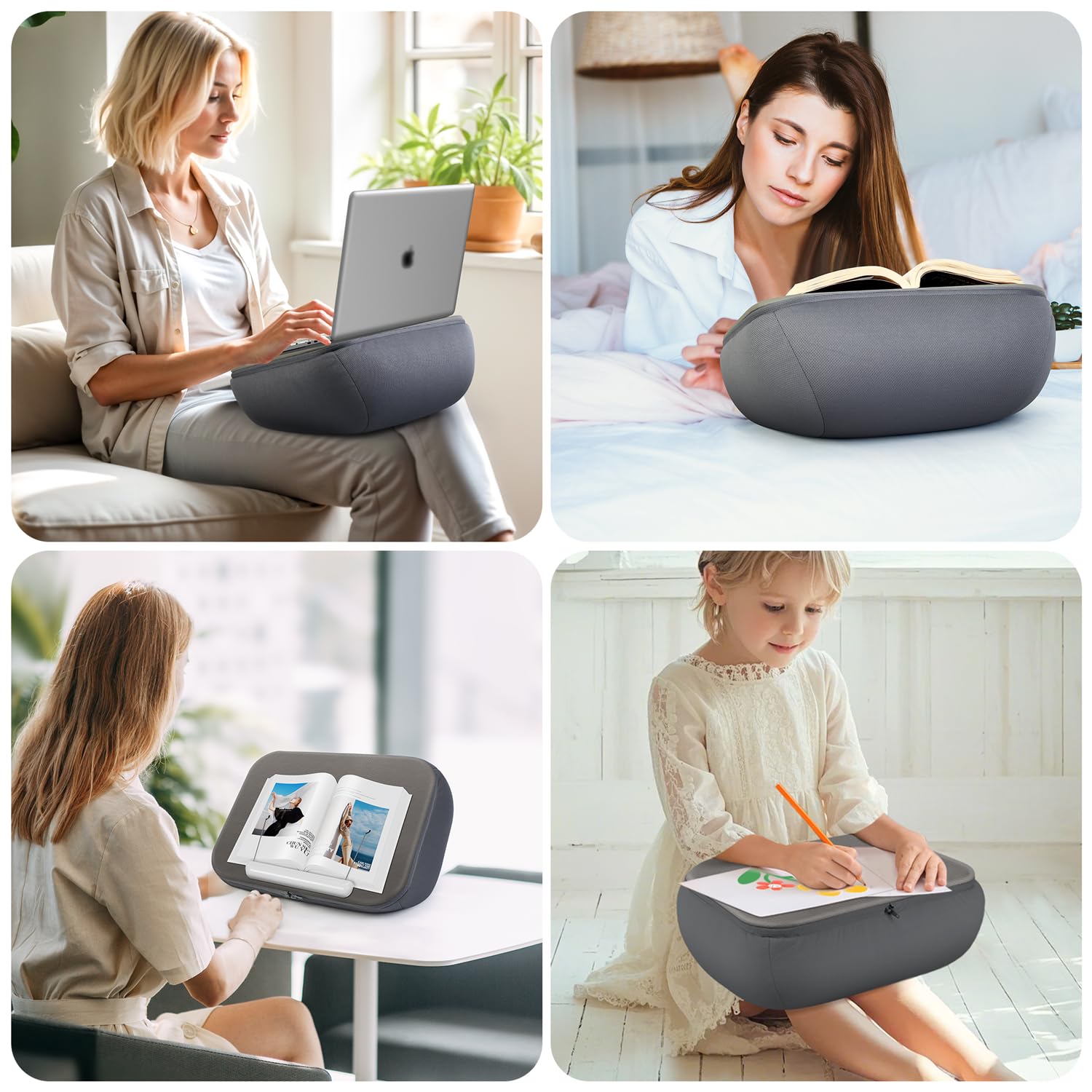 elitehood Soporte grande para libros, cómodo soporte para libros con almohadilla de almohada para leer manos libres en la cama, soporte para regazo para libros de cama, minimiza la tensión del cuello