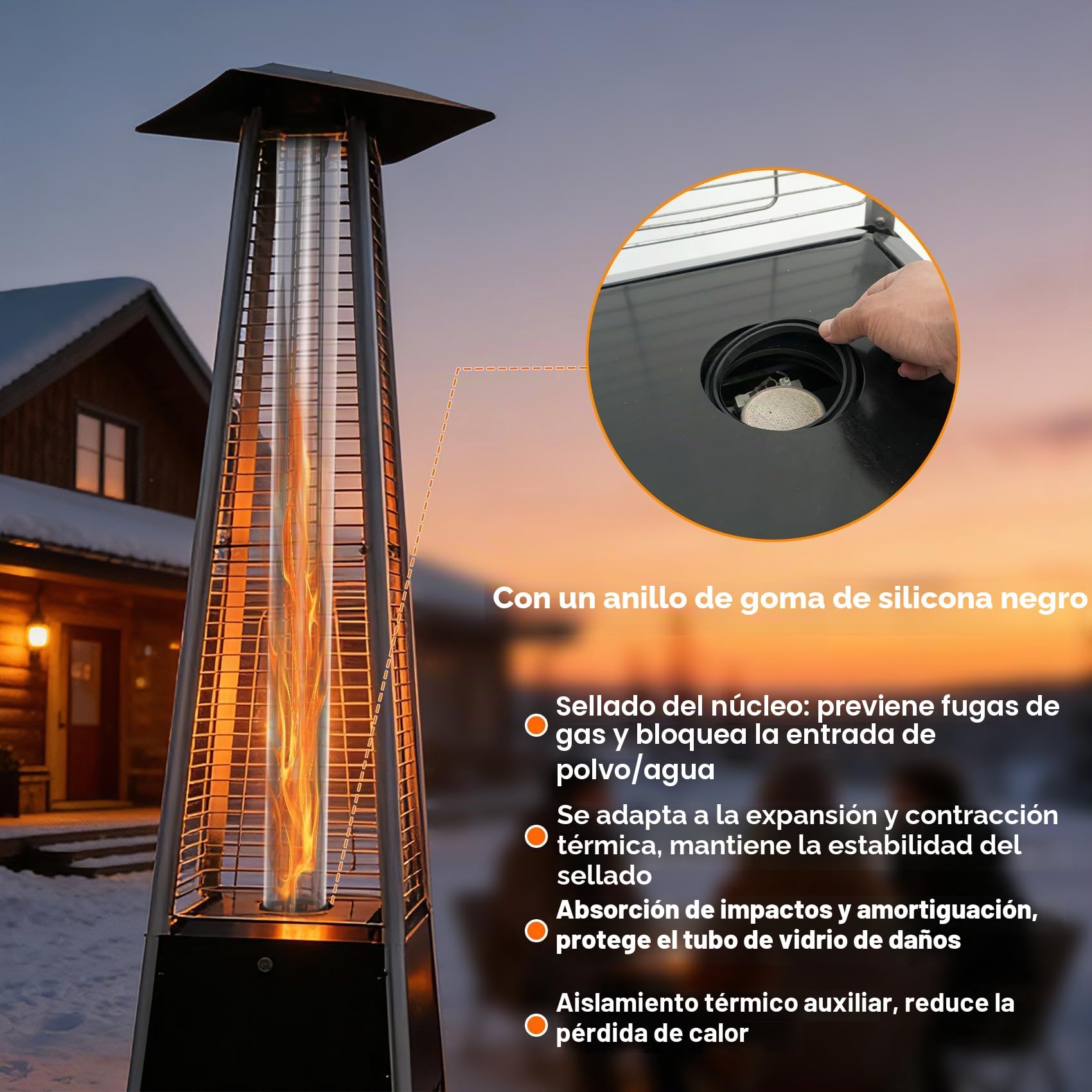 Onlyfire Tubo de Vidrio de Repuesto, Tubo de Fuego Ø10x125 cm, Pieza de Repuesto de Vidrio para Calefactores de 4 Lados en Pirámide y Antorcha de Pellets, Tubo Redondo de Cristal Resistente