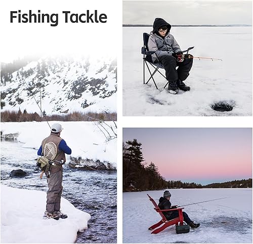 Miniatura 5 de Doorslay Combos de carrete de caña de pescar en hielo, caña de pescar de hielo de 19.7 pulgadas con carrete de pesca, desnatador, señuelos de