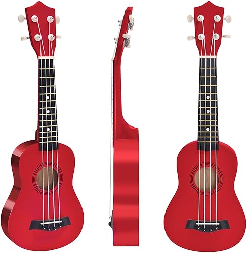 Miniatura 42 de Ukelele soprano para principiantes, juego de iniciación de ukeleles de madera de tilo de 21 pulgadas con bolsa de gig sintonizador digital, cuerdas