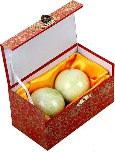 Brass Statu Pelotas de ejercicio de estrés chino Baoding de mármol verde claro de 1.4 '' (caja-paquete-s)